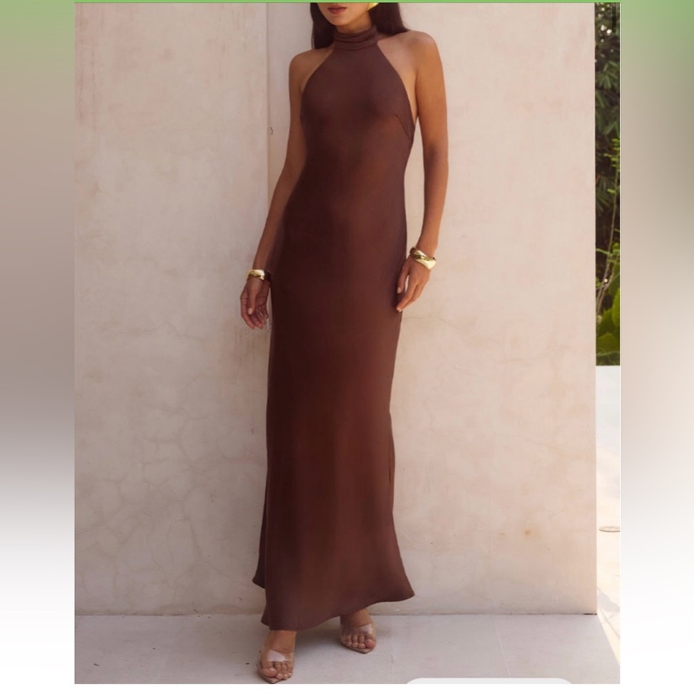 Brigitte Maxi Chocolate Dress